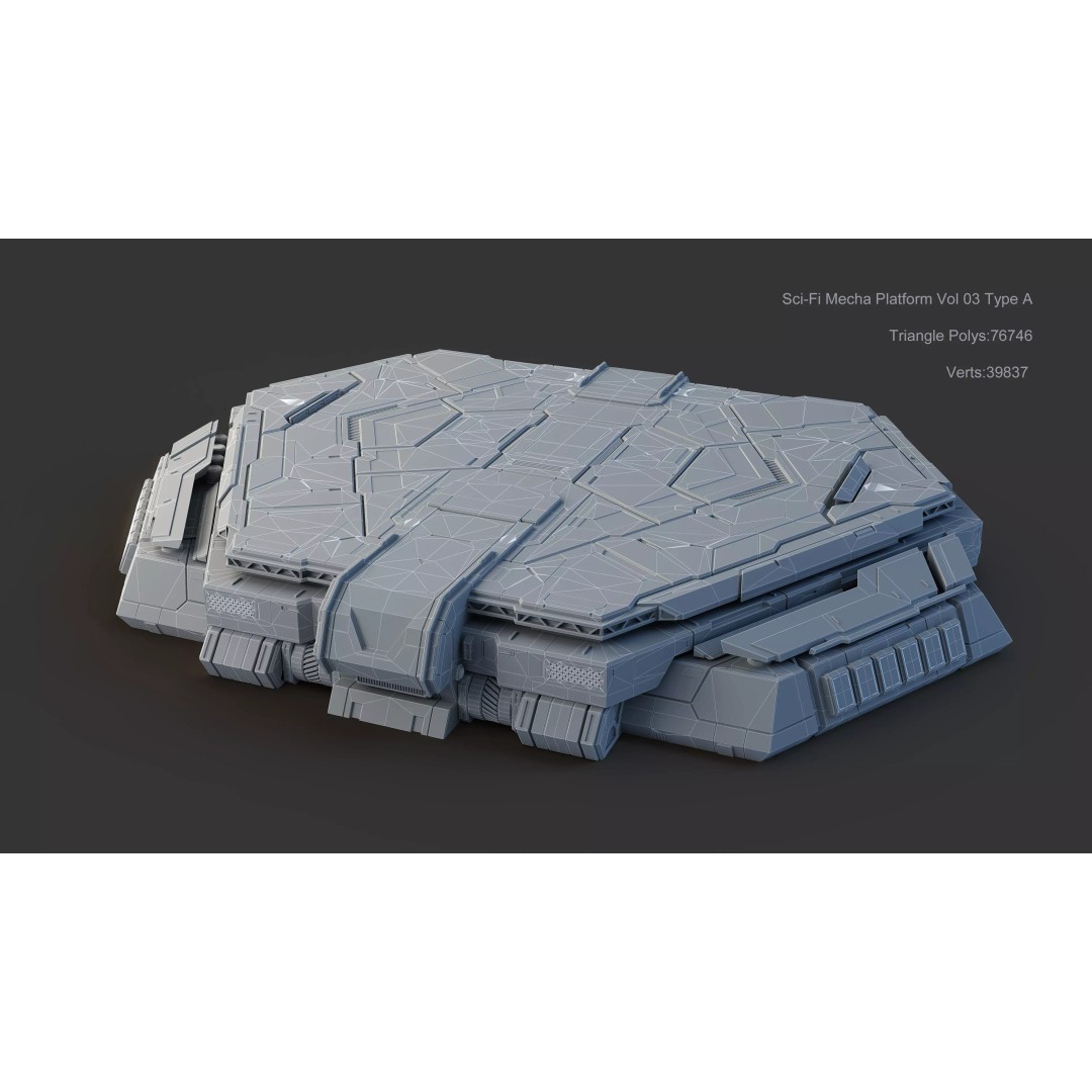 Sci-Fi Mecha Platform 3D Model – Type A Polygon Mesh, FBX, Blender - View 4