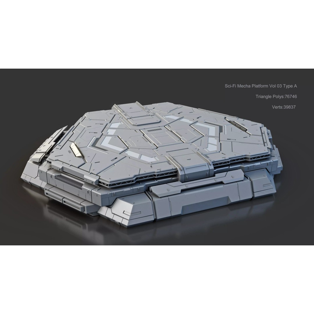 Sci-Fi Mecha Platform 3D Model – Type A Polygon Mesh, FBX, Blender - View 5