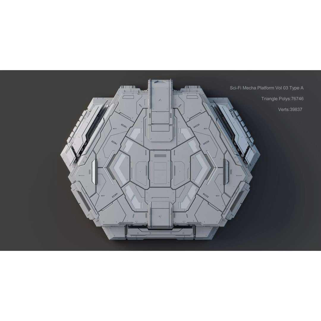 Sci-Fi Mecha Platform 3D Model – Type A Polygon Mesh, FBX, Blender - View 7