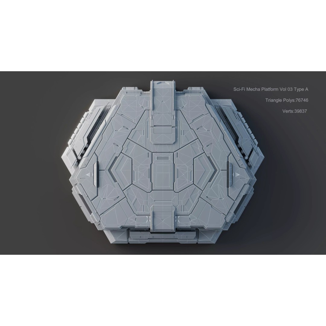 Sci-Fi Mecha Platform 3D Model – Type A Polygon Mesh, FBX, Blender - View 8