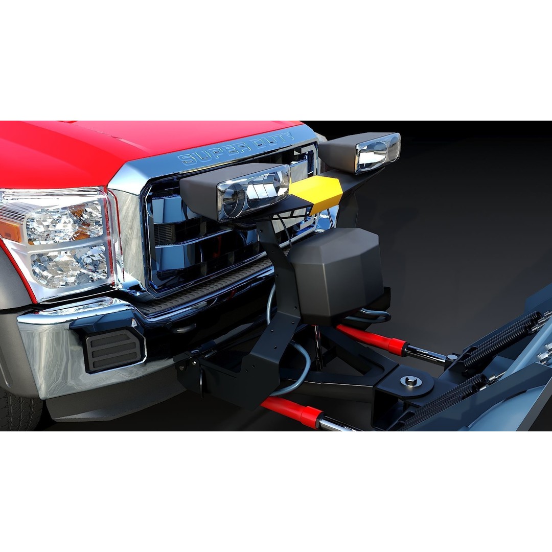 Dump Truck 3D Model – Low Poly Vehicle with Snowplow, FBX & OBJ - View 12