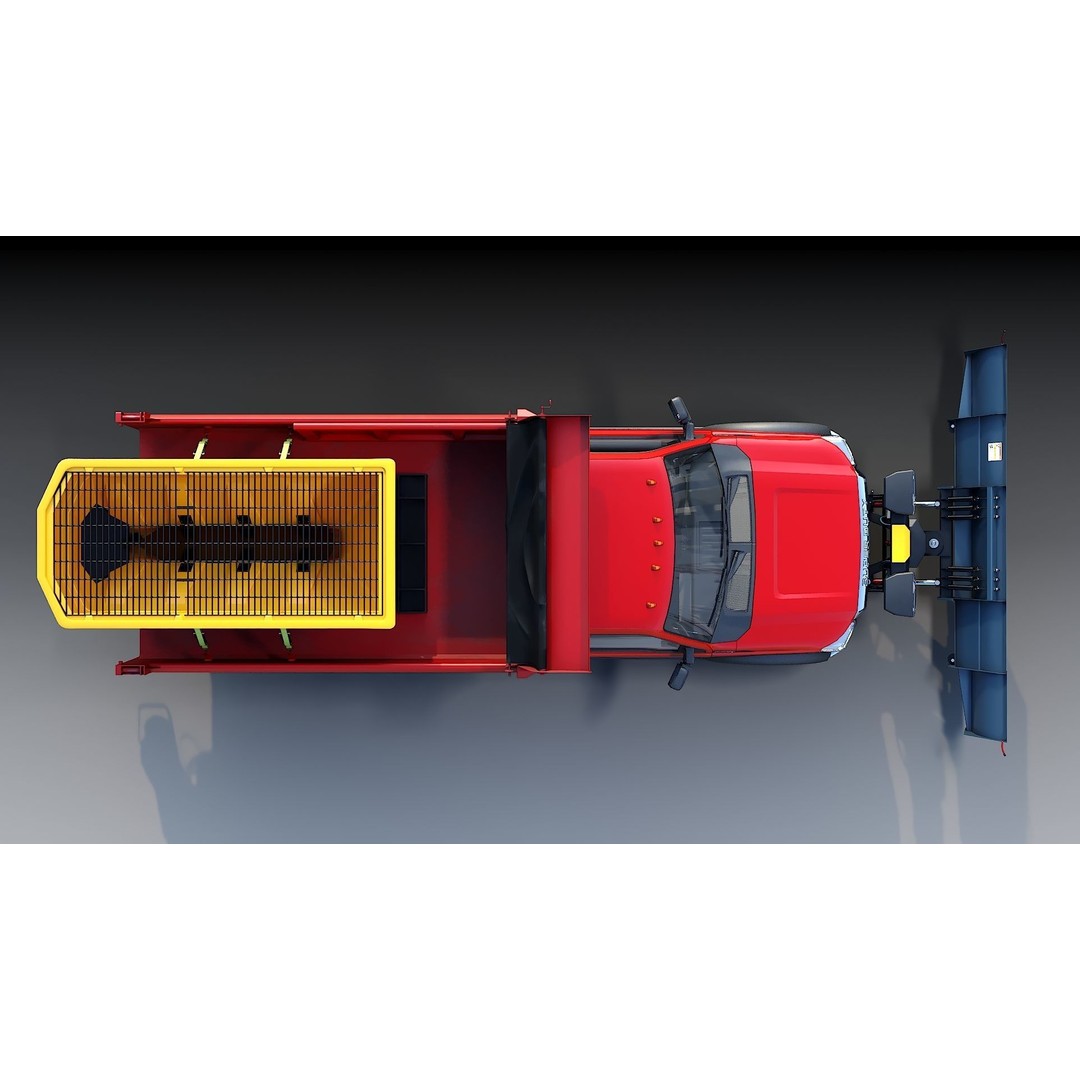 Dump Truck 3D Model – Low Poly Vehicle with Snowplow, FBX & OBJ - View 13