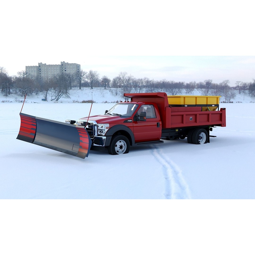 Dump Truck 3D Model – Low Poly Vehicle with Snowplow, FBX & OBJ - View 37