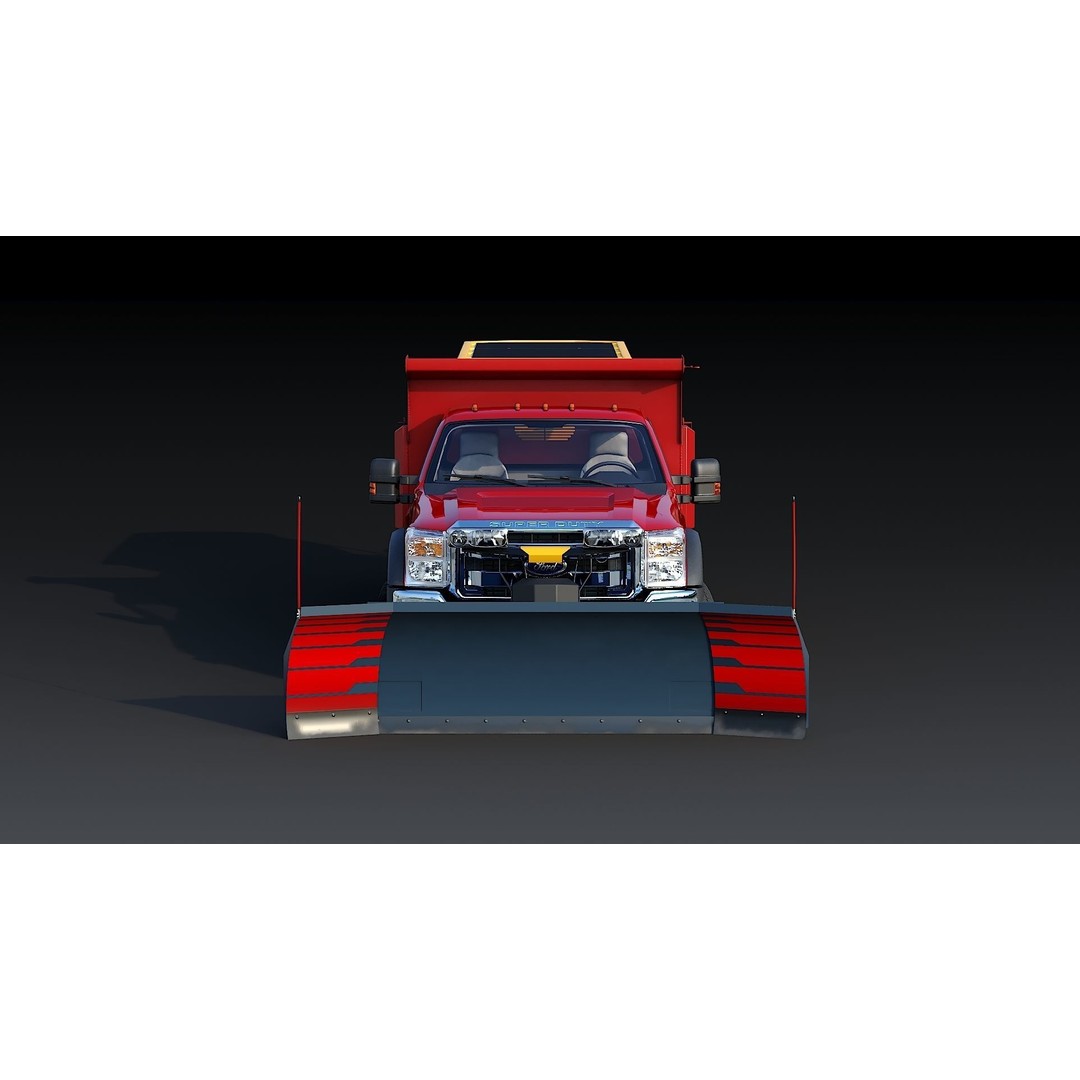 Dump Truck 3D Model – Low Poly Vehicle with Snowplow, FBX & OBJ - View 4