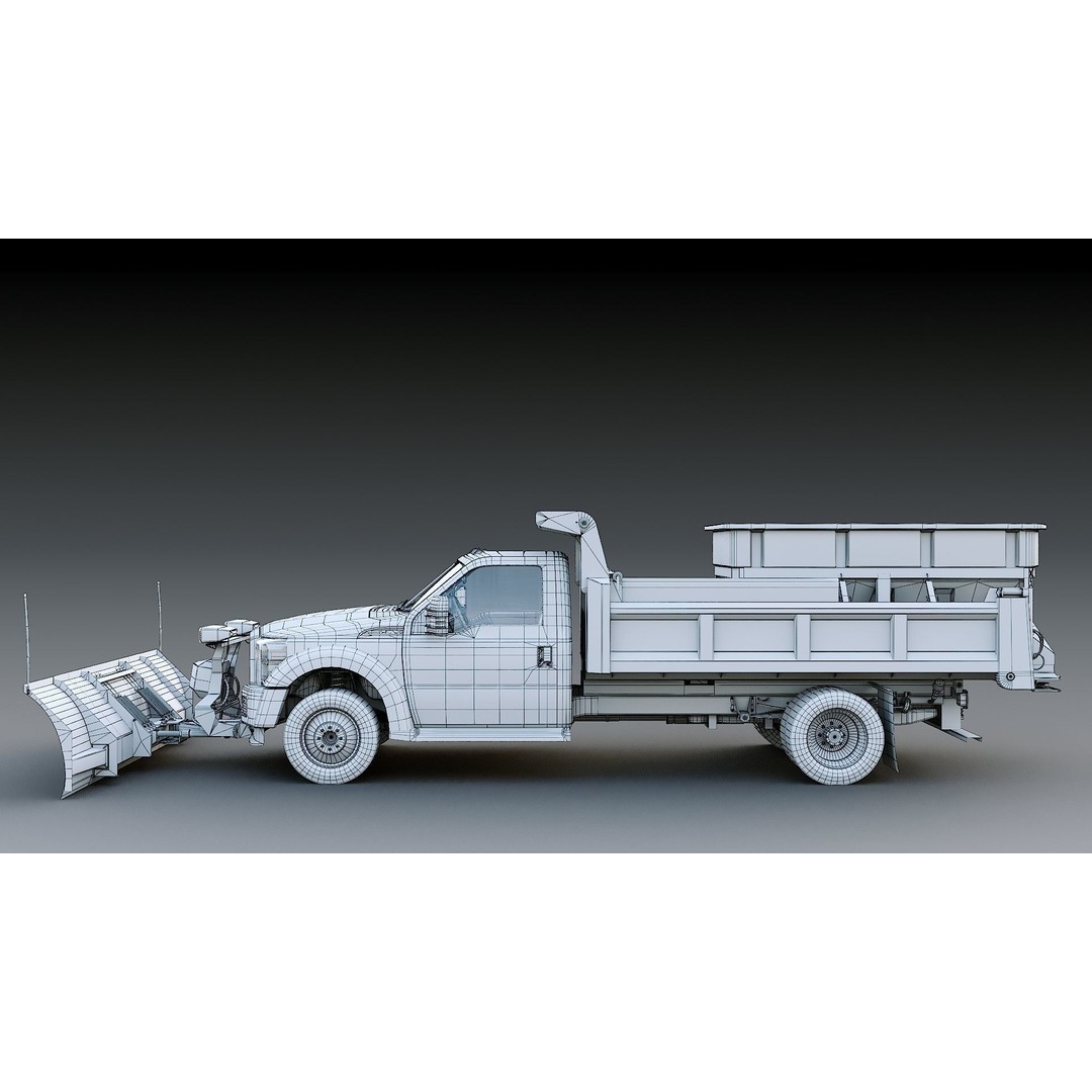Dump Truck 3D Model – Low Poly Vehicle with Snowplow, FBX & OBJ - View 41