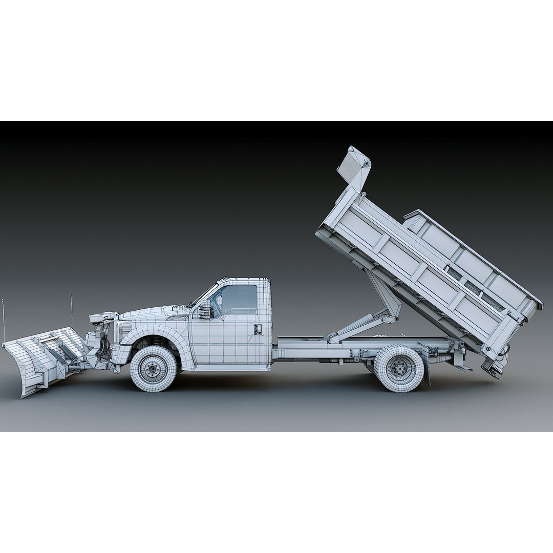 Dump Truck 3D Model – Low Poly Vehicle with Snowplow, FBX & OBJ - View 42