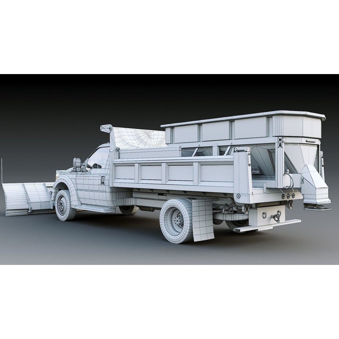 Dump Truck 3D Model – Low Poly Vehicle with Snowplow, FBX & OBJ - View 43