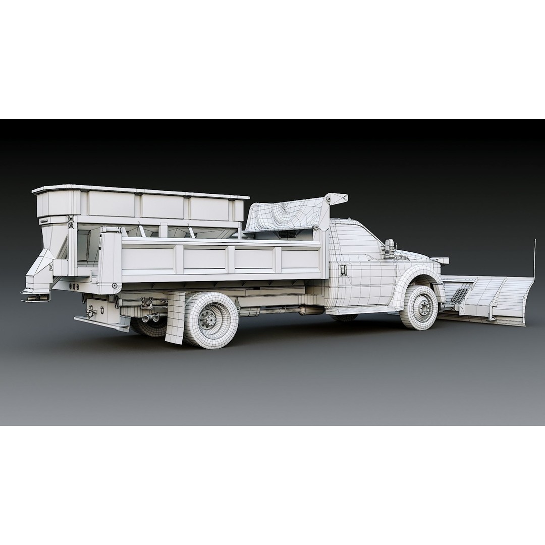Dump Truck 3D Model – Low Poly Vehicle with Snowplow, FBX & OBJ - View 45