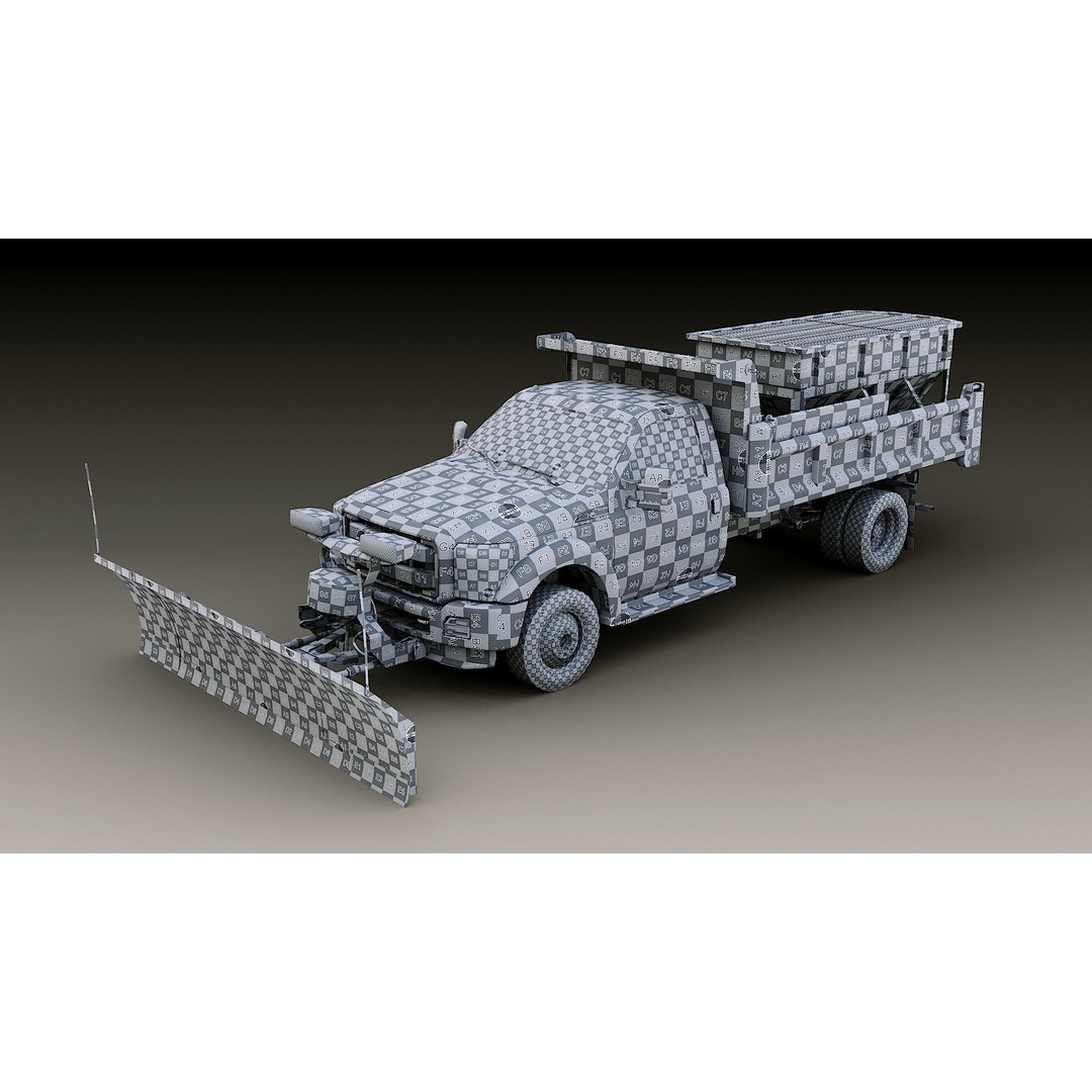 Dump Truck 3D Model – Low Poly Vehicle with Snowplow, FBX & OBJ - View 51