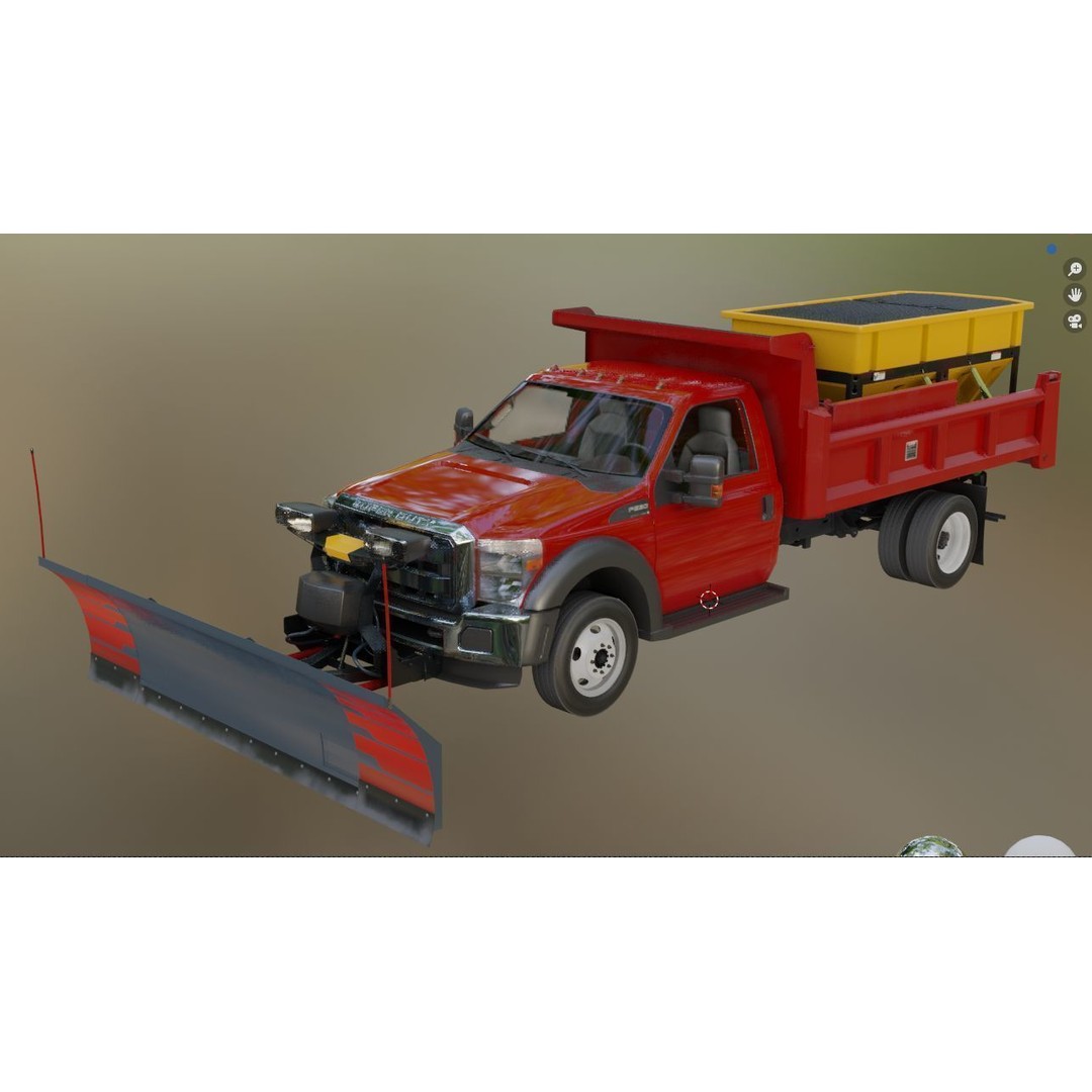 Dump Truck 3D Model – Low Poly Vehicle with Snowplow, FBX & OBJ - View 55