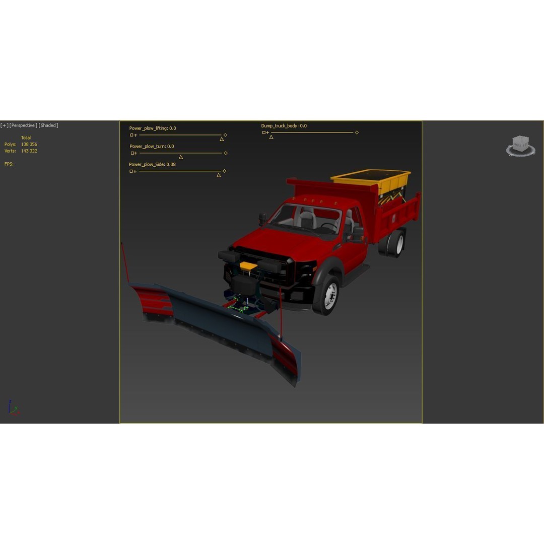 Dump Truck 3D Model – Low Poly Vehicle with Snowplow, FBX & OBJ - View 56