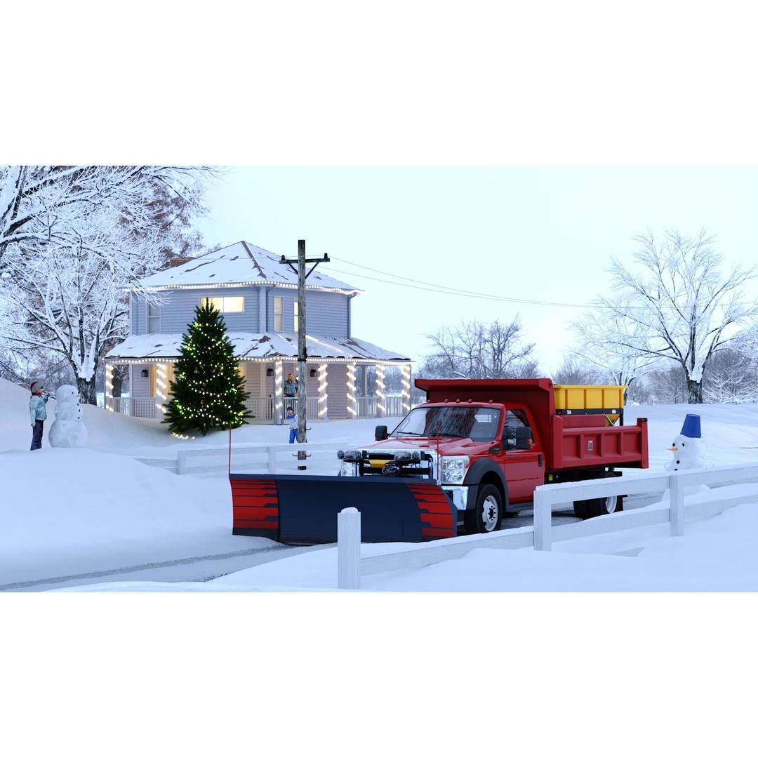 Dump Truck 3D Model – Low Poly Vehicle with Snowplow, FBX & OBJ - View 59
