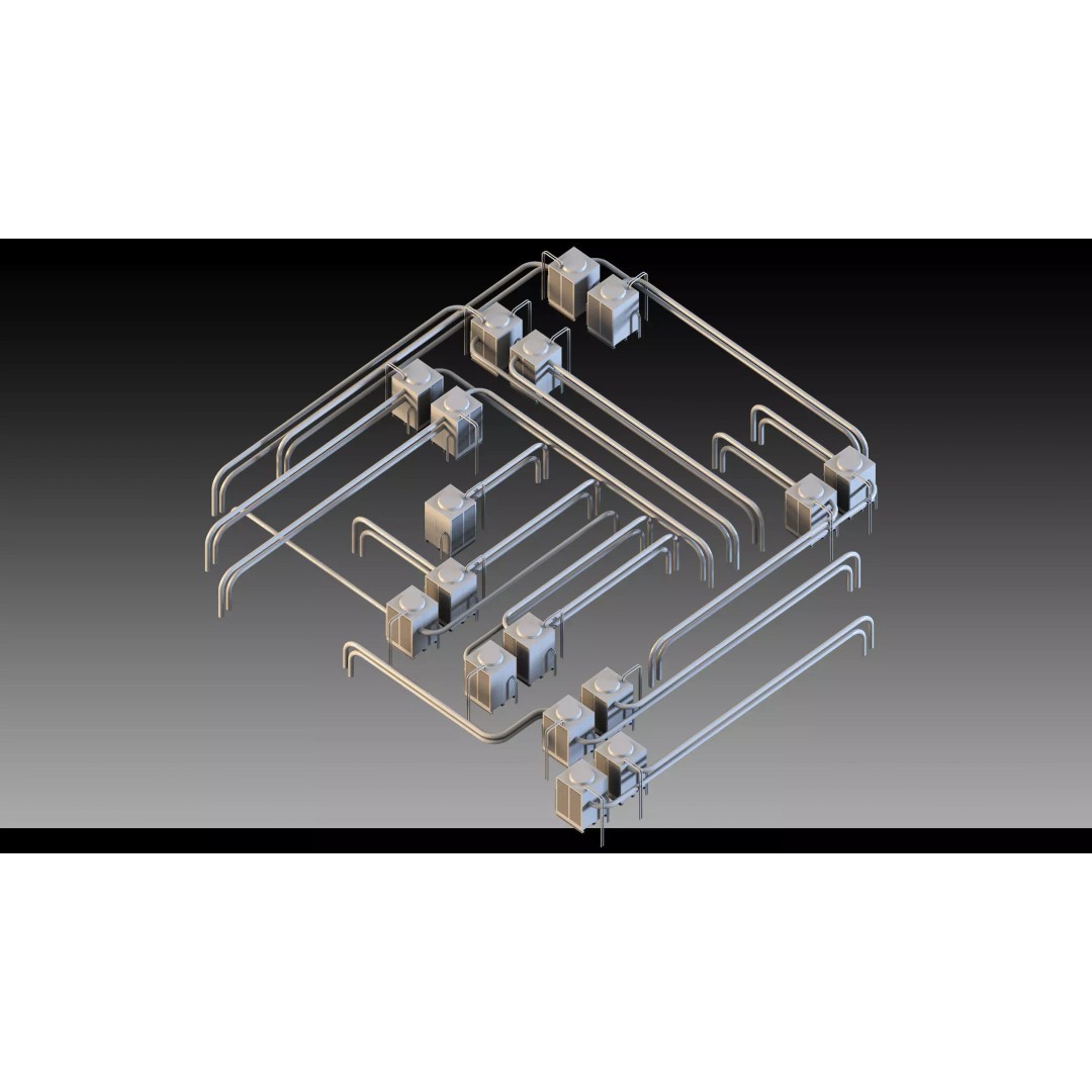 Industrial HVAC System 3D Model – High Detail Asset Kit, FBX, Blender - View 3