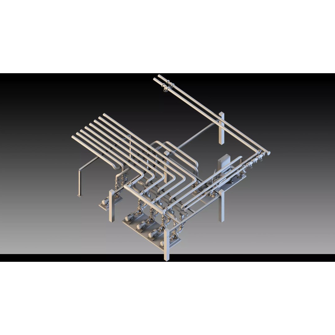 Industrial HVAC System 3D Model – High Detail Asset Kit, FBX, Blender - View 4