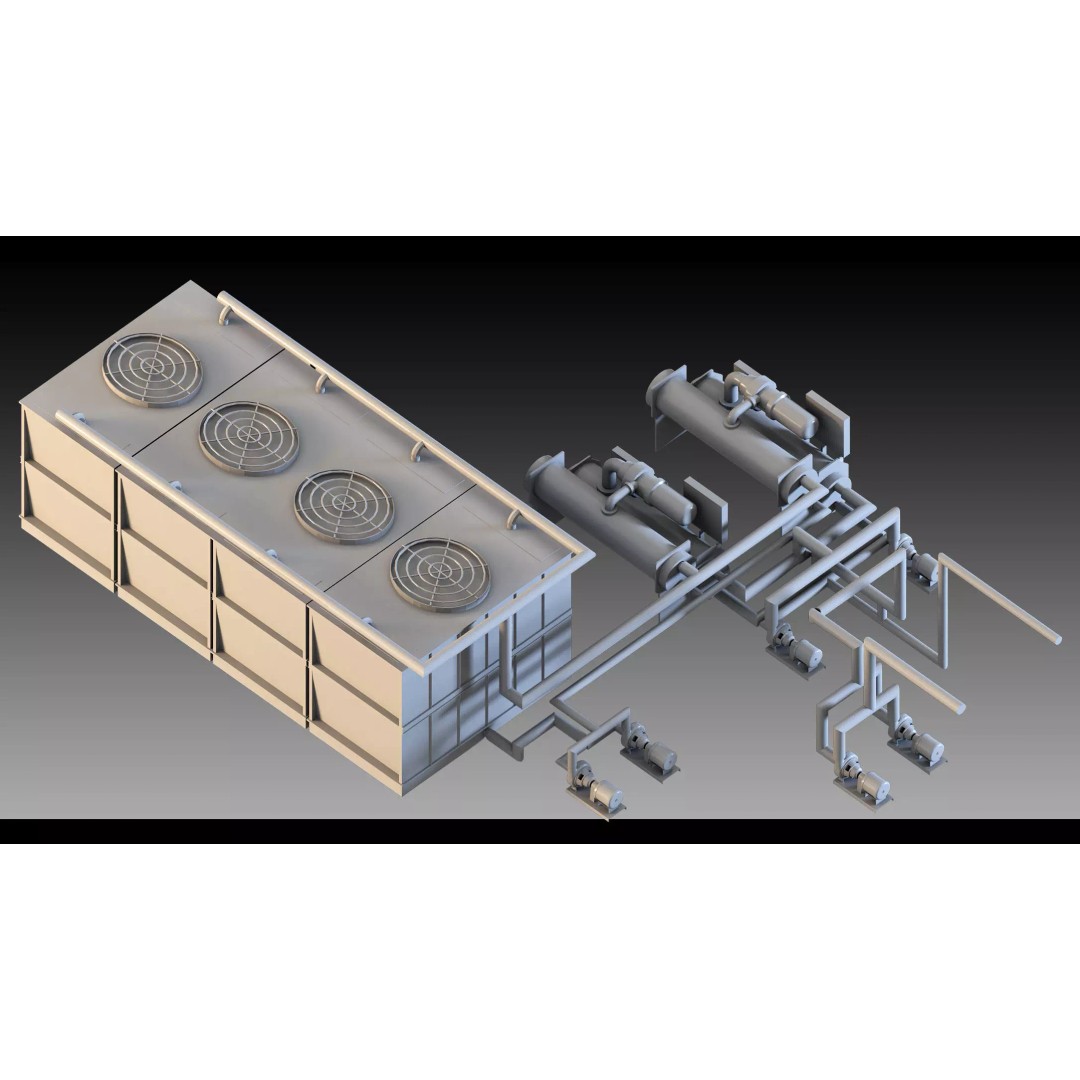 Industrial HVAC System 3D Model – High Detail Asset Kit, FBX, Blender - View 7