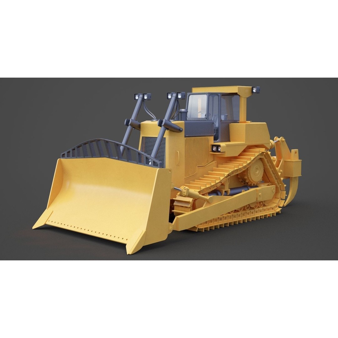 Bulldozer 3D Model – High Poly Industrial Vehicle, FBX, OBJ - View 10