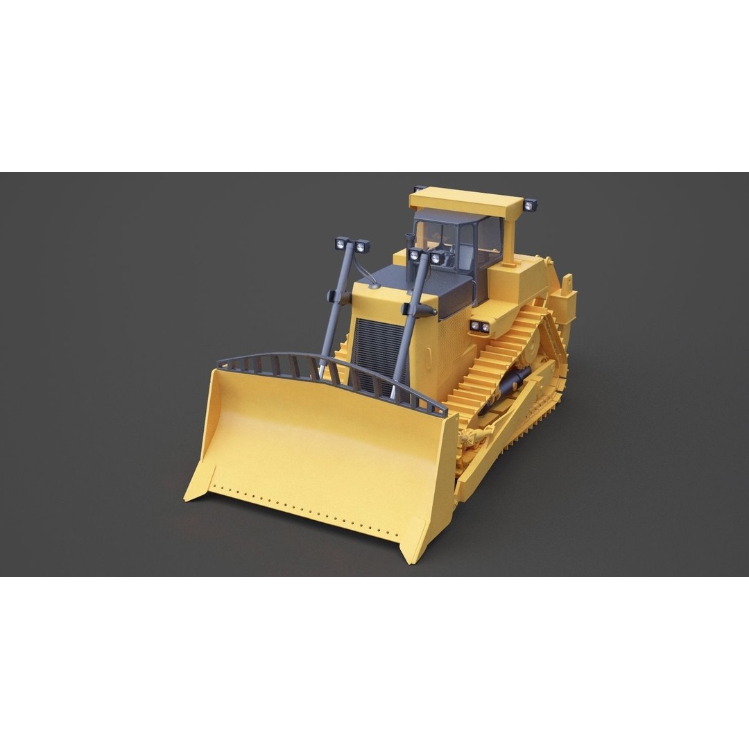 Bulldozer 3D Model – High Poly Industrial Vehicle, FBX, OBJ - View 11