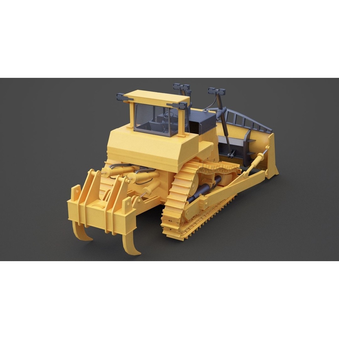 Bulldozer 3D Model – High Poly Industrial Vehicle, FBX, OBJ - View 12