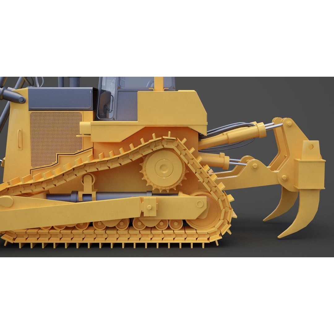 Bulldozer 3D Model – High Poly Industrial Vehicle, FBX, OBJ - View 13