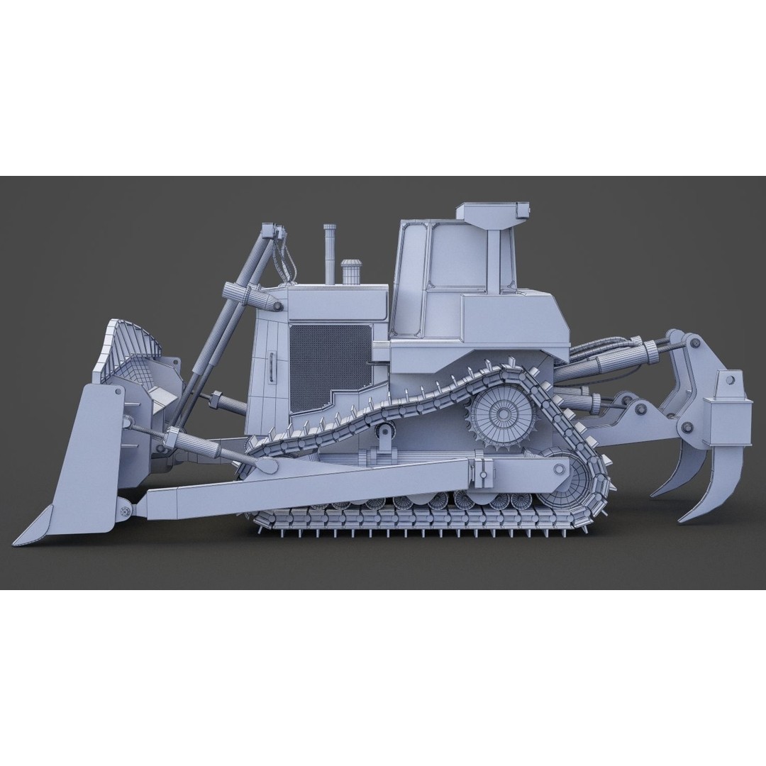Bulldozer 3D Model – High Poly Industrial Vehicle, FBX, OBJ - View 22