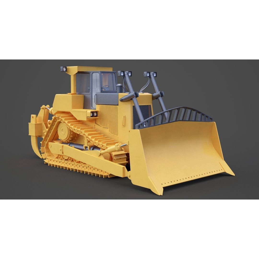Bulldozer 3D Model – High Poly Industrial Vehicle, FBX, OBJ - View 4