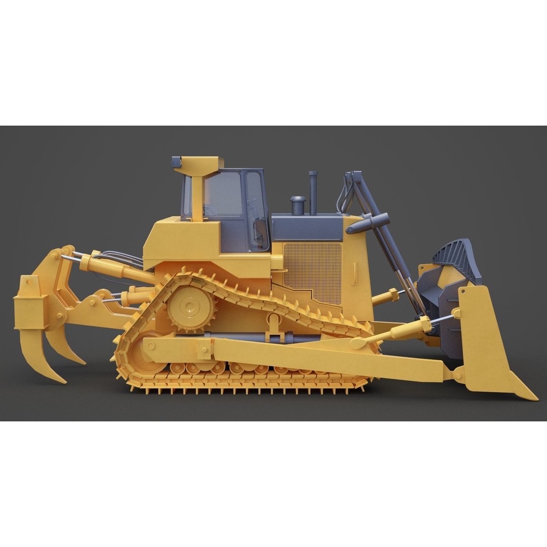 Bulldozer 3D Model – High Poly Industrial Vehicle, FBX, OBJ - View 5