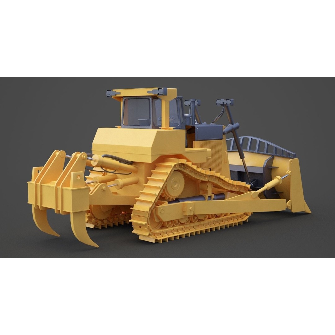 Bulldozer 3D Model – High Poly Industrial Vehicle, FBX, OBJ - View 6