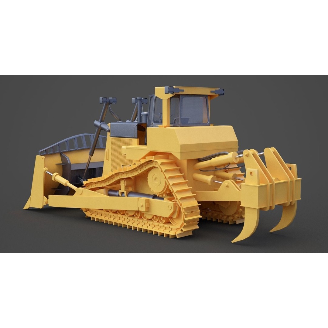 Bulldozer 3D Model – High Poly Industrial Vehicle, FBX, OBJ - View 8