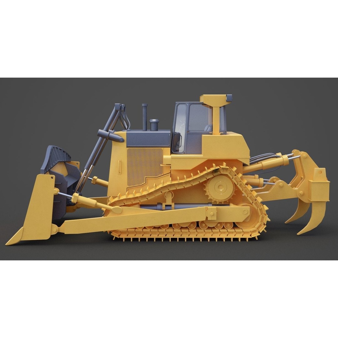 Bulldozer 3D Model – High Poly Industrial Vehicle, FBX, OBJ - View 9
