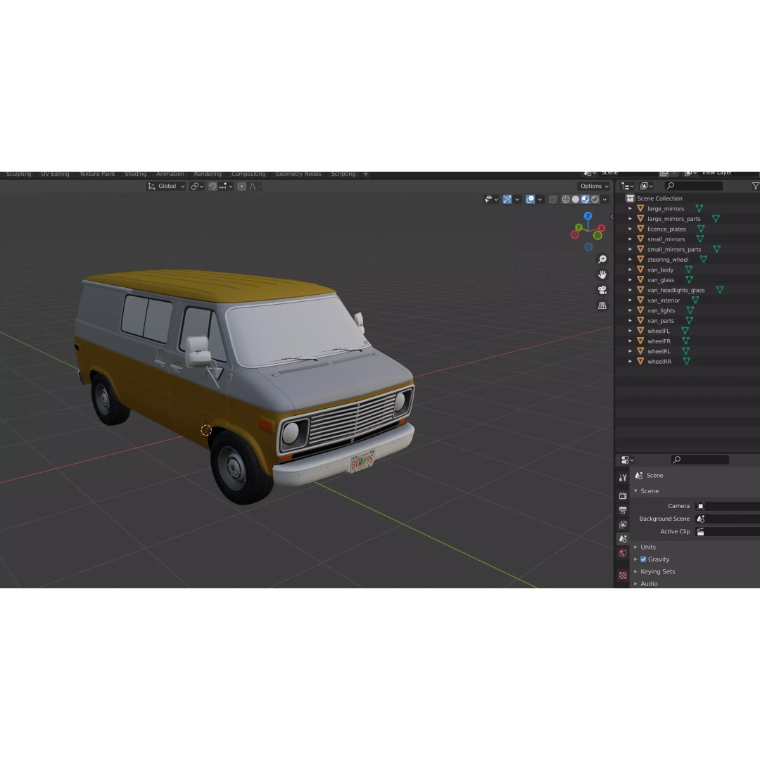70s Industrial Short Van 3D Model – Low Poly Game Ready Asset, FBX