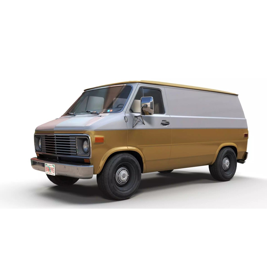 70s Industrial Short Van 3D Model – Low Poly Game Ready Asset, FBX - View 10