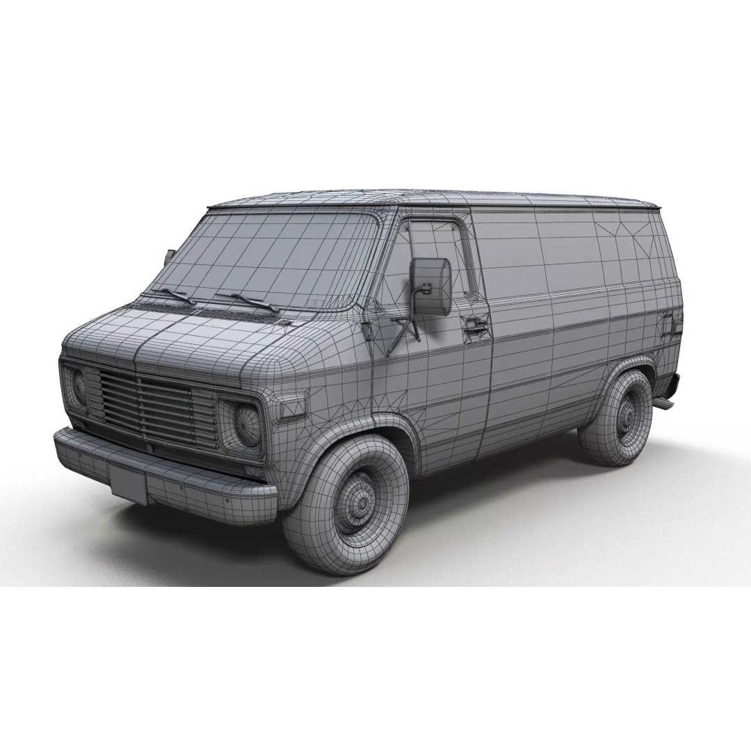 70s Industrial Short Van 3D Model – Low Poly Game Ready Asset, FBX - View 11