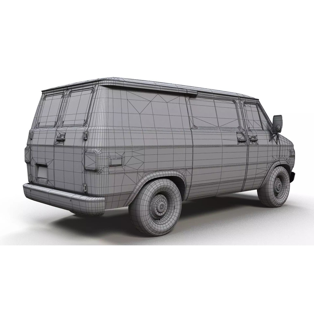 70s Industrial Short Van 3D Model – Low Poly Game Ready Asset, FBX - View 12