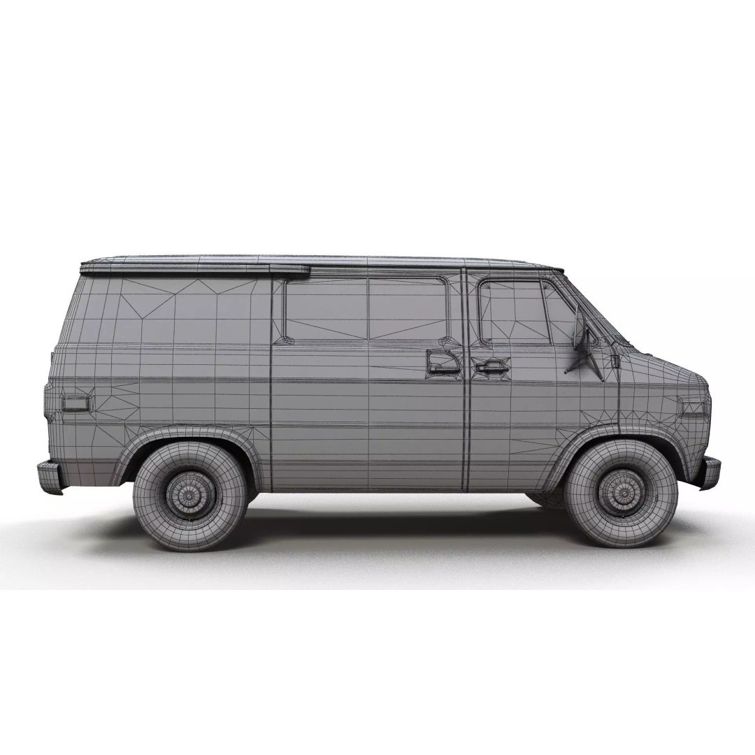 70s Industrial Short Van 3D Model – Low Poly Game Ready Asset, FBX - View 13