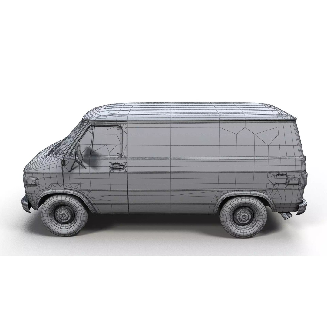 70s Industrial Short Van 3D Model – Low Poly Game Ready Asset, FBX - View 15
