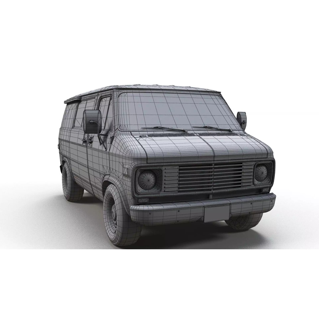 70s Industrial Short Van 3D Model – Low Poly Game Ready Asset, FBX - View 16