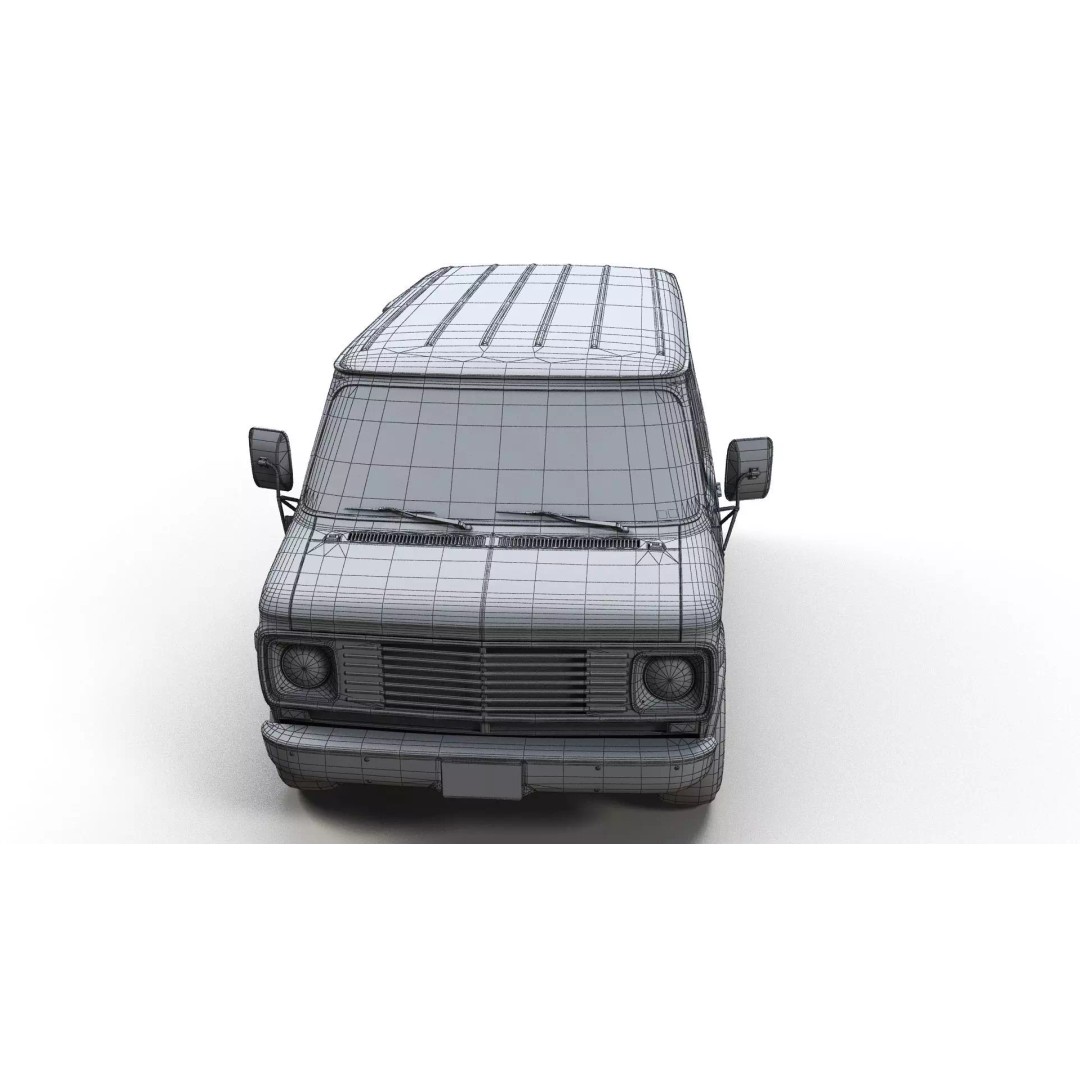70s Industrial Short Van 3D Model – Low Poly Game Ready Asset, FBX - View 17