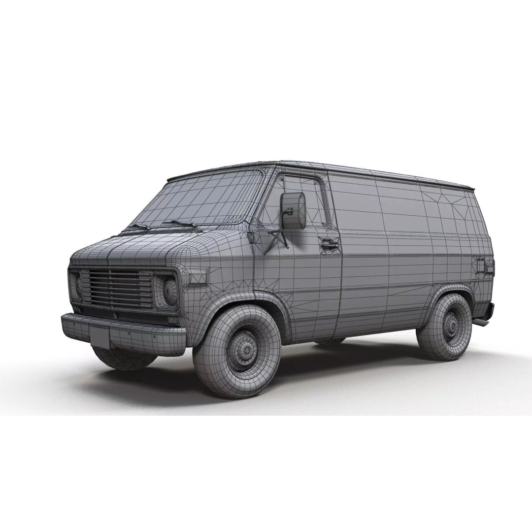 70s Industrial Short Van 3D Model – Low Poly Game Ready Asset, FBX - View 18