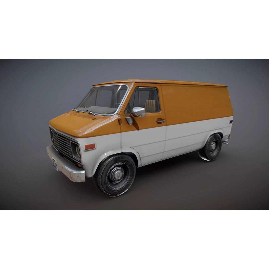 70s Industrial Short Van 3D Model – Low Poly Game Ready Asset, FBX - View 19