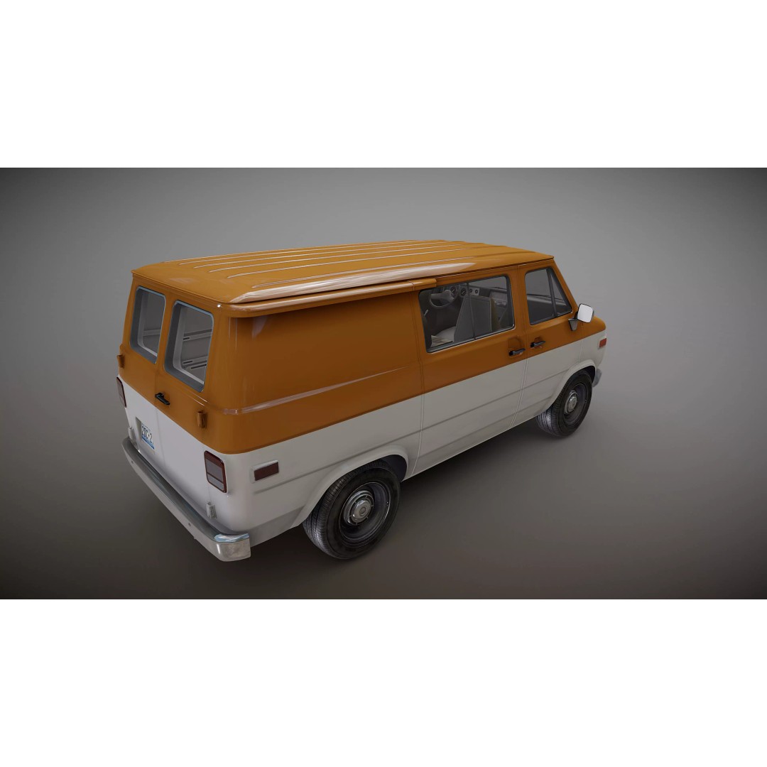 70s Industrial Short Van 3D Model – Low Poly Game Ready Asset, FBX - View 20