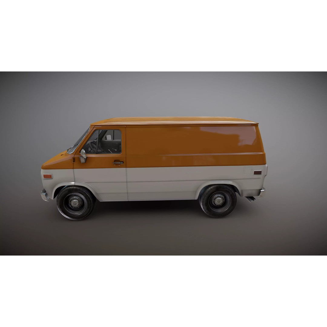 70s Industrial Short Van 3D Model – Low Poly Game Ready Asset, FBX - View 21