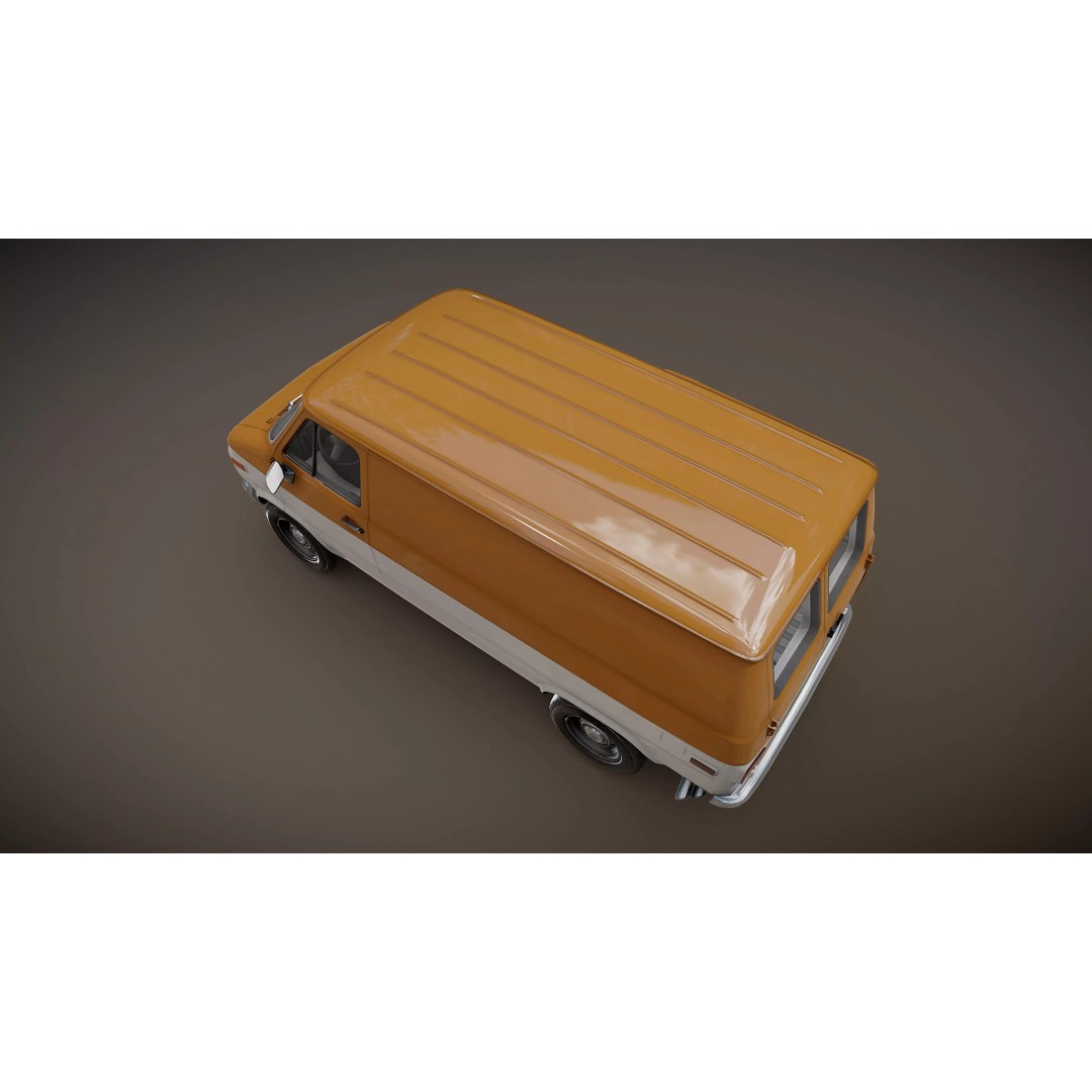 70s Industrial Short Van 3D Model – Low Poly Game Ready Asset, FBX - View 22