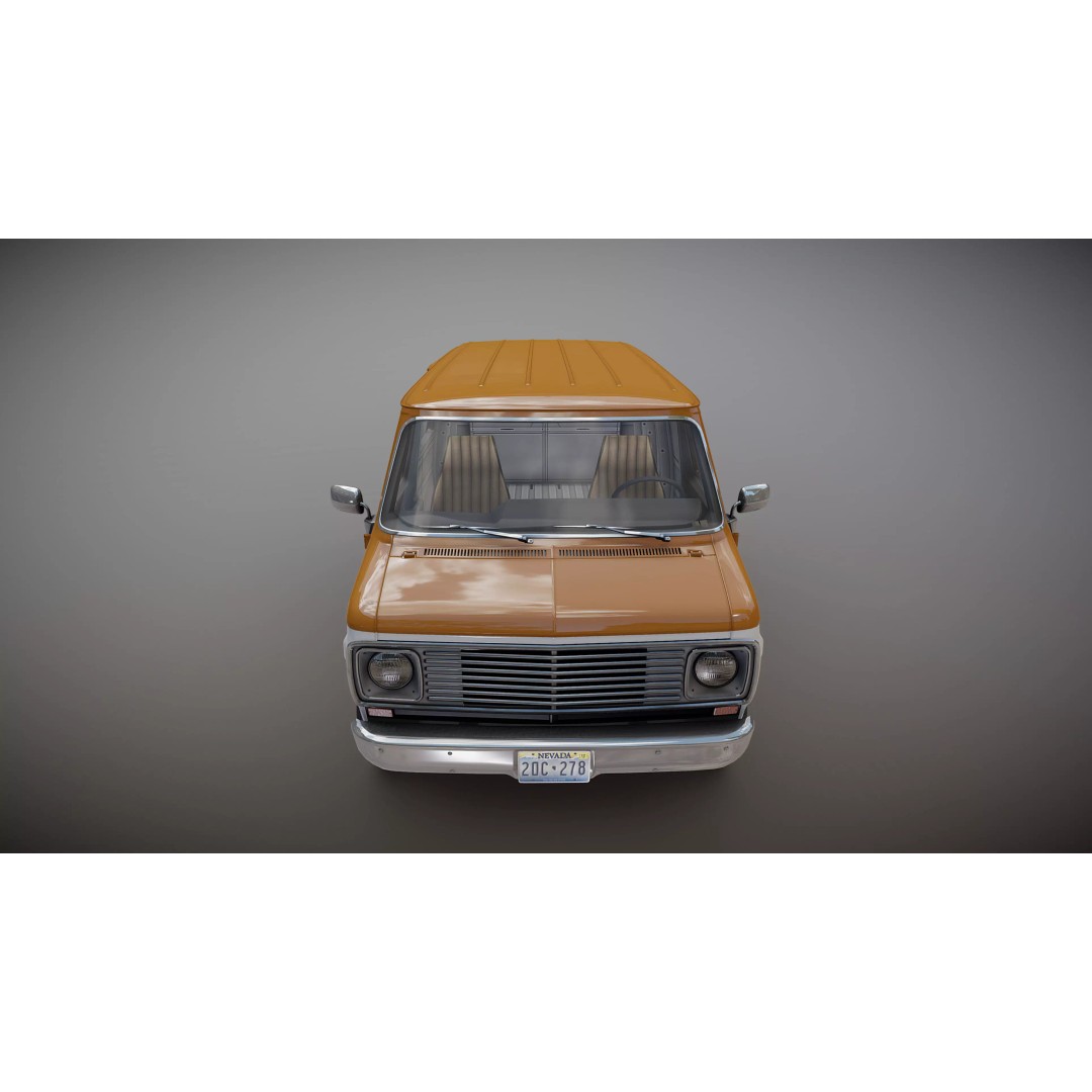70s Industrial Short Van 3D Model – Low Poly Game Ready Asset, FBX - View 23
