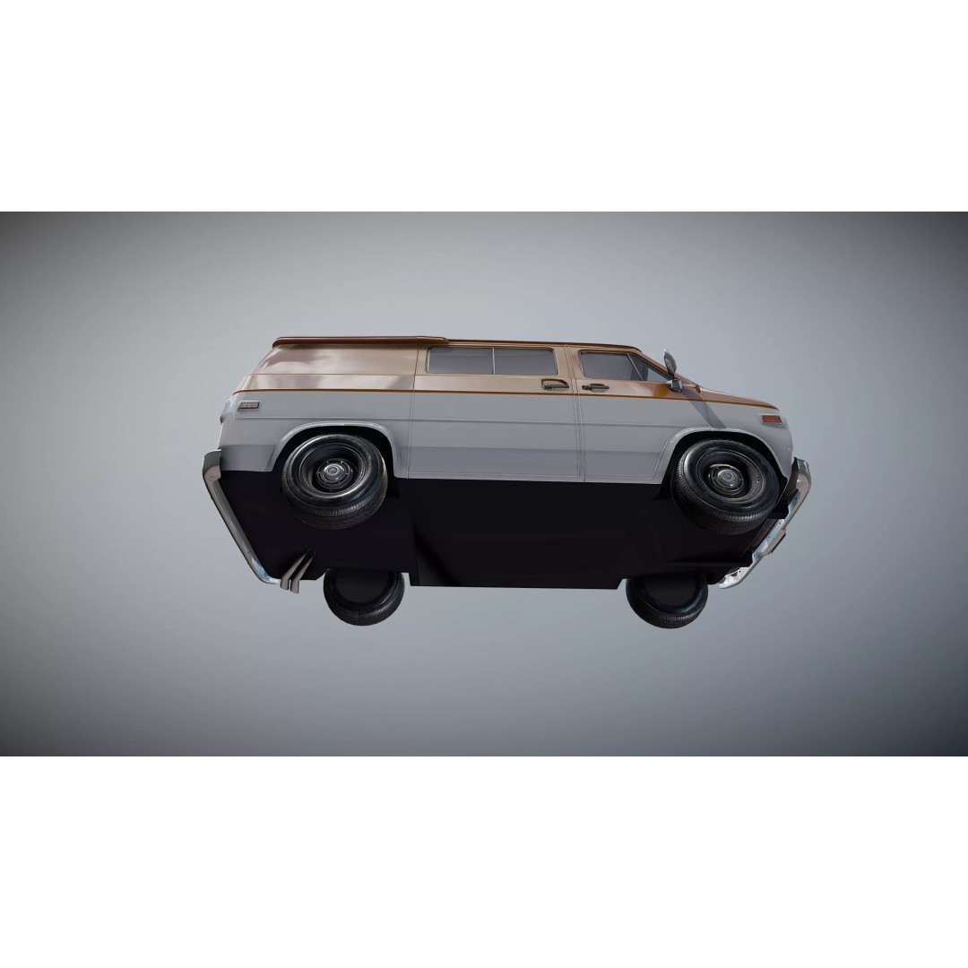 70s Industrial Short Van 3D Model – Low Poly Game Ready Asset, FBX - View 25