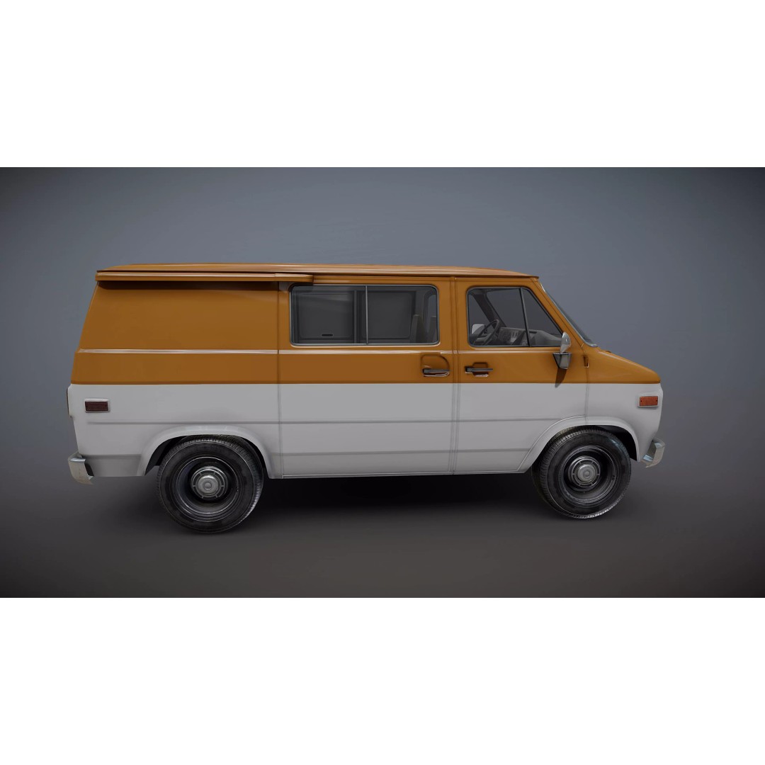 70s Industrial Short Van 3D Model – Low Poly Game Ready Asset, FBX - View 26