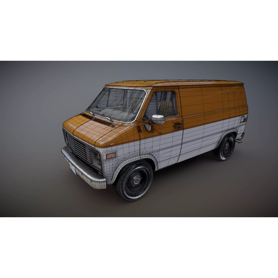 70s Industrial Short Van 3D Model – Low Poly Game Ready Asset, FBX - View 27