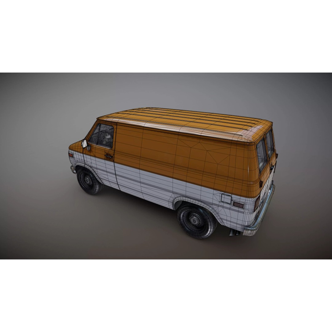 70s Industrial Short Van 3D Model – Low Poly Game Ready Asset, FBX - View 28