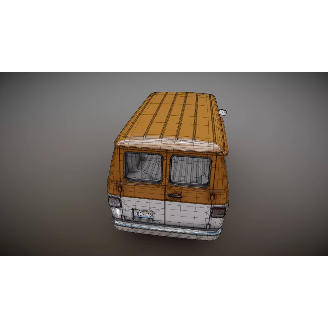 70s Industrial Short Van 3D Model – Low Poly Game Ready Asset, FBX - View 29
