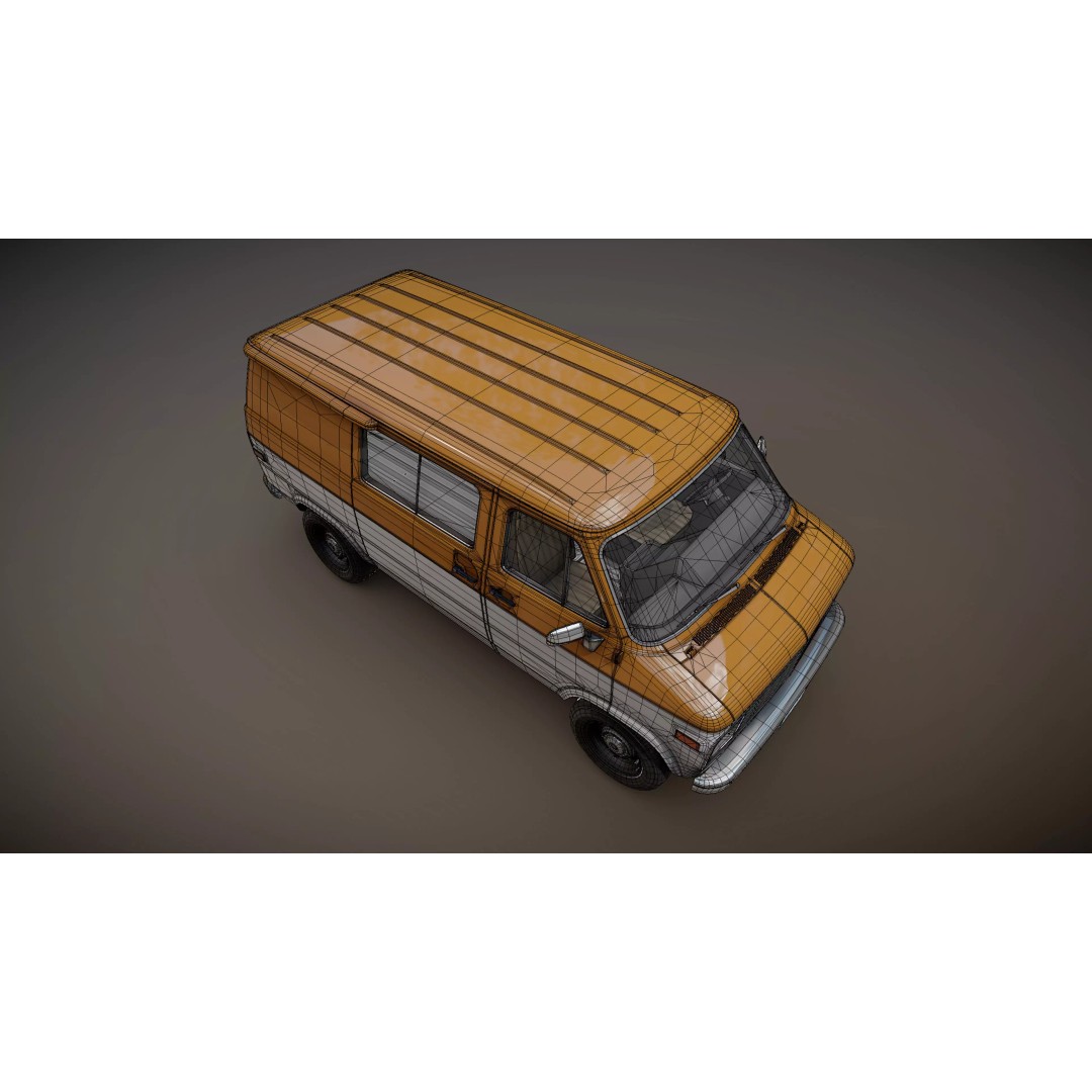 70s Industrial Short Van 3D Model – Low Poly Game Ready Asset, FBX - View 31