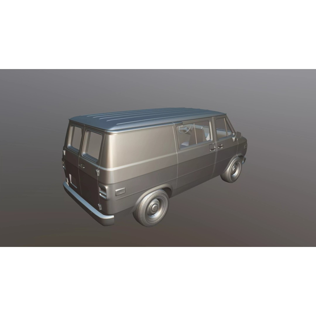 70s Industrial Short Van 3D Model – Low Poly Game Ready Asset, FBX - View 32